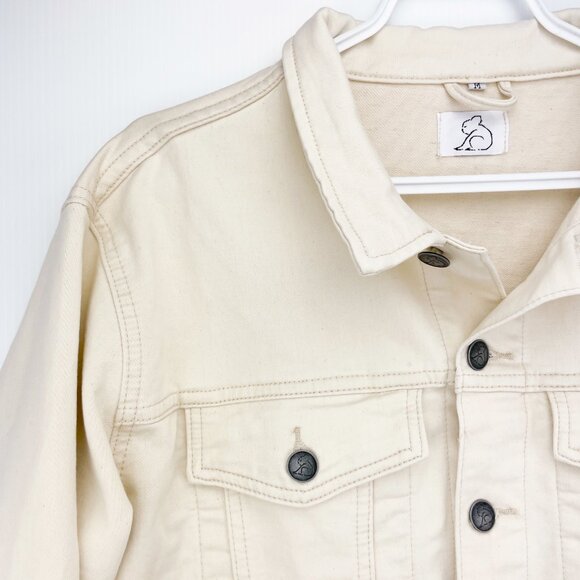 Men's Cream Denim Jacket - Picture 9 of 10